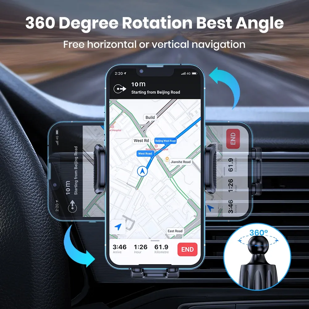 TOPK Universal Car Phone Holder Mount - Air Vent & Dashboard Suction Cup for iPhone, Samsung, Xiaomi (4.7-6.7") - Secure GPS Stand Bracket showcase 22