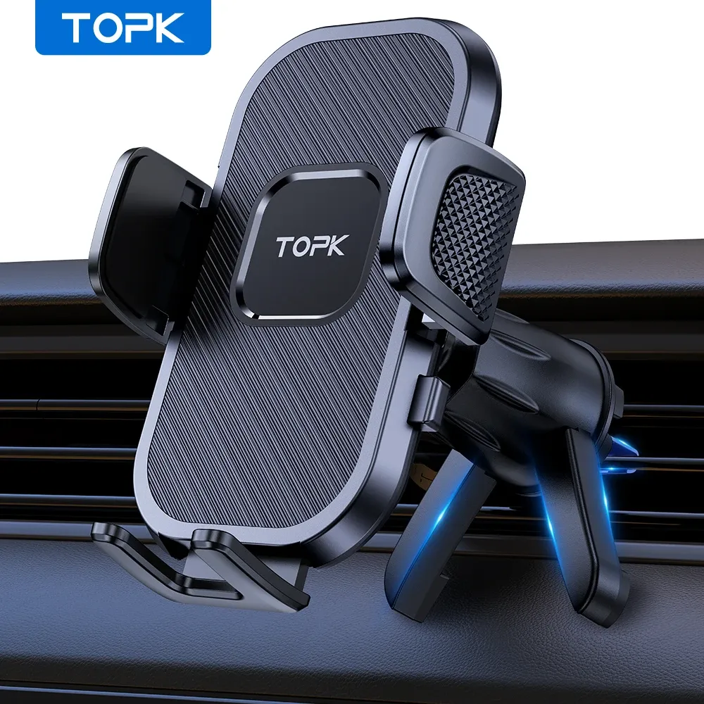 TOPK Universal Car Phone Holder Mount - Air Vent & Dashboard Suction Cup for iPhone, Samsung, Xiaomi (4.7-6.7") - Secure GPS Stand Bracket showcase 19