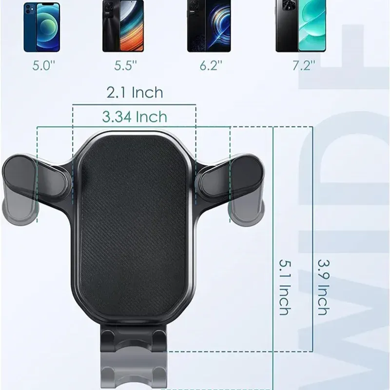 Gravity Car Phone Holder Mount for Air Vent - Universal Stand for iPhone, Samsung, Xiaomi, LG (4.7-7 inch Smartphones) thumbnail 6