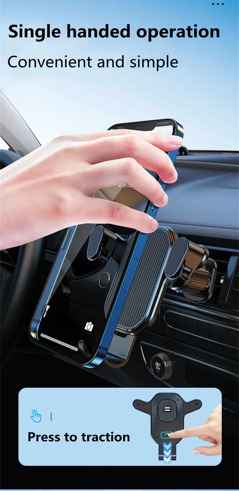 Gravity Car Phone Holder Mount for Air Vent - Universal Stand for iPhone, Samsung, Xiaomi, LG (4.7-7 inch Smartphones) showcase 3
