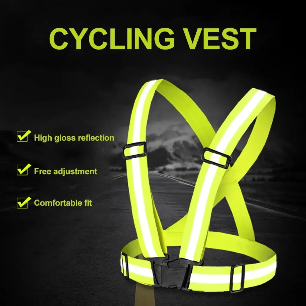 High-Visibility Reflective Vest for Night Running & Cycling - Adjustable Elastic Garter Style Safety Gear for Adults & Children thumbnail 1