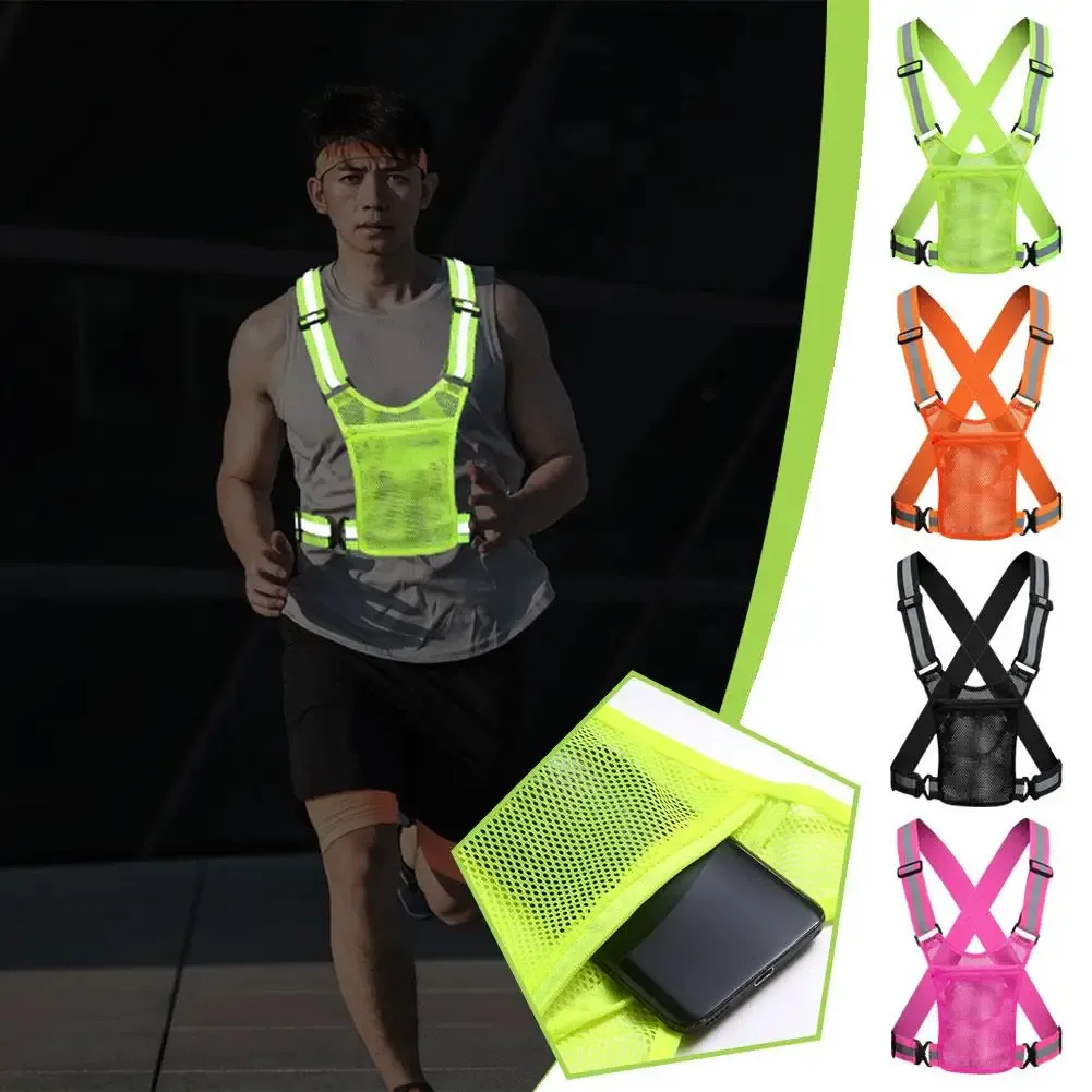 High Visibility Reflective Safety Vest for Cycling, Running, Traffic Control - Lightweight, Adjustable Mesh Jacket with Large Pocket showcase 4