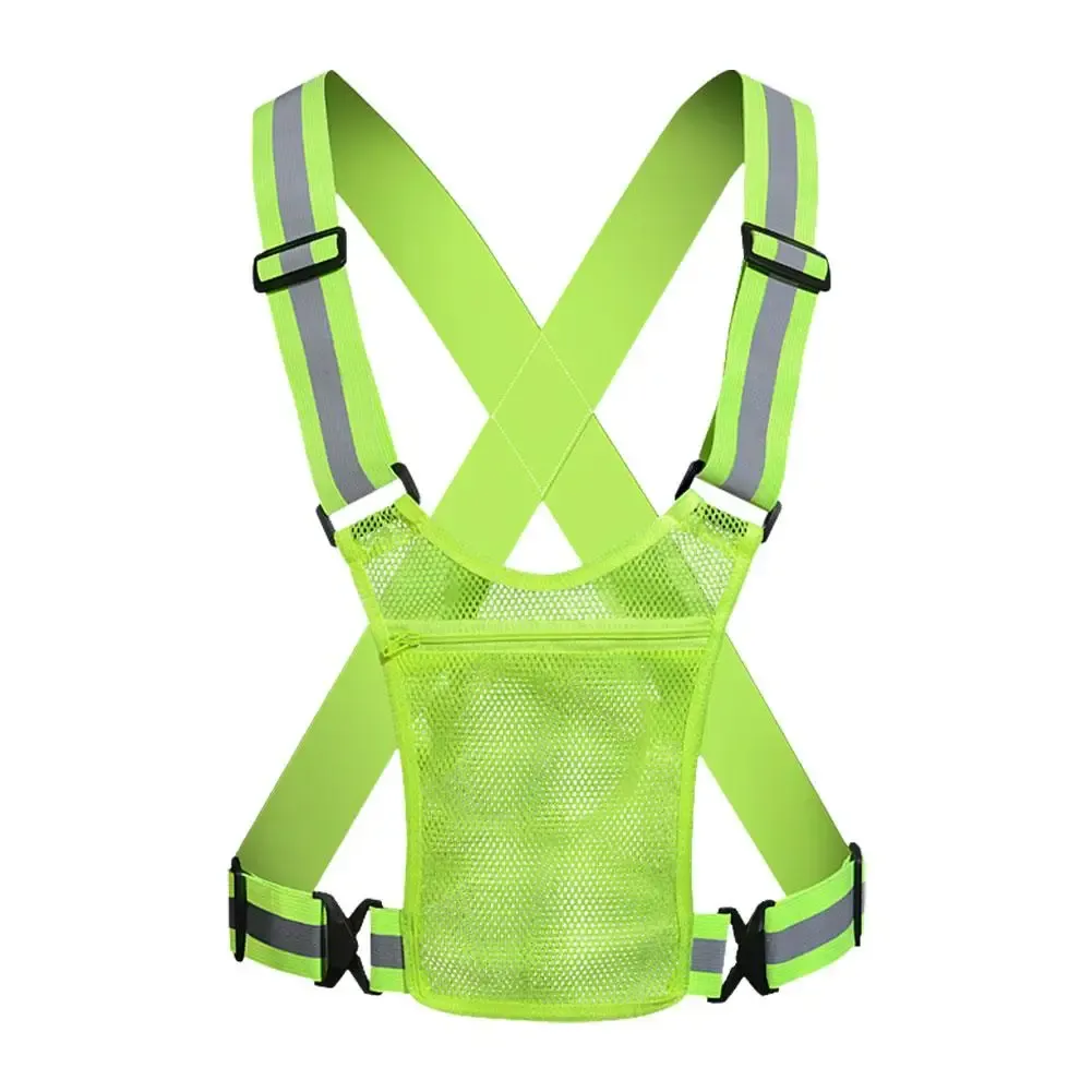 High Visibility Reflective Safety Vest for Cycling, Running, Traffic Control - Lightweight, Adjustable Mesh Jacket with Large Pocket showcase 1