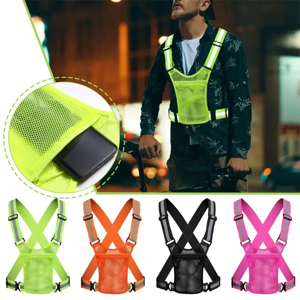 High Visibility Reflective Safety Vest for Cycling, Running, Traffic Control - Lightweight, Adjustable Mesh Jacket with Large Pocket showcase 5
