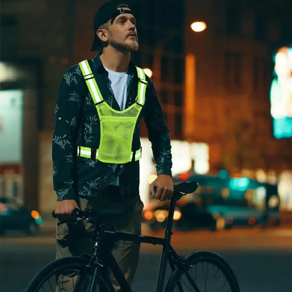 High Visibility Reflective Safety Vest for Cycling, Running, Traffic Control - Lightweight, Adjustable Mesh Jacket with Large Pocket showcase 9