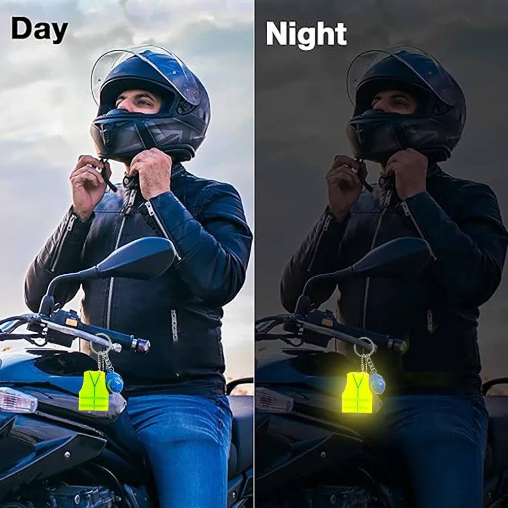Creative Vest & Safety Helmet Keychain Set - Reflective Pendant for Night Travel, Sports, Backpacks, Luggage - Unique Accessory Gift thumbnail 3