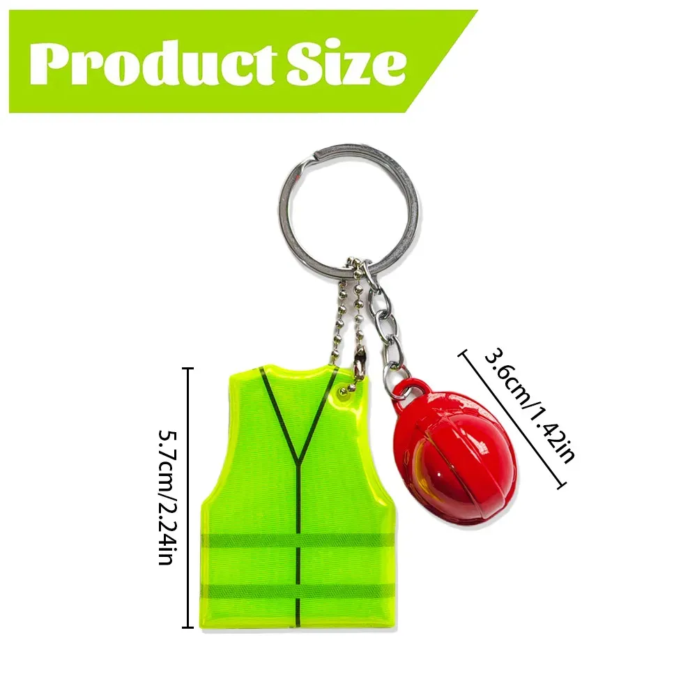 Creative Vest & Safety Helmet Keychain Set - Reflective Pendant for Night Travel, Sports, Backpacks, Luggage - Unique Accessory Gift showcase 9