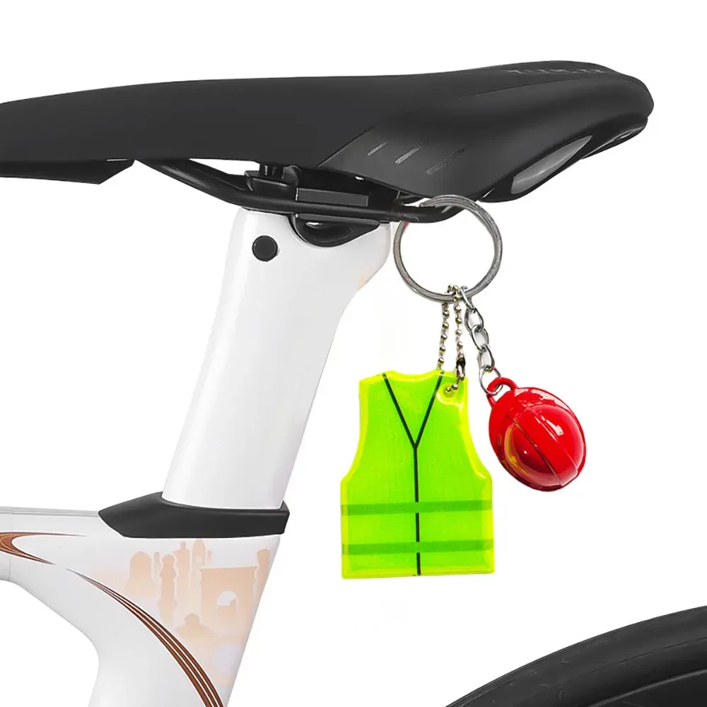 Creative Vest & Safety Helmet Keychain Set - Reflective Pendant for Night Travel, Sports, Backpacks, Luggage - Unique Accessory Gift showcase 7