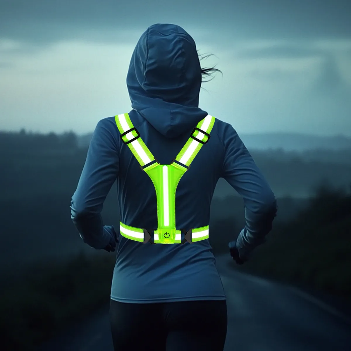 LED Reflective Safety Vest for Outdoor Night Walking, Running, Cycling - Rechargeable, Waterproof, Adjustable Straps for High Visibility (800ft Reflective, 1000ft LED) showcase 14