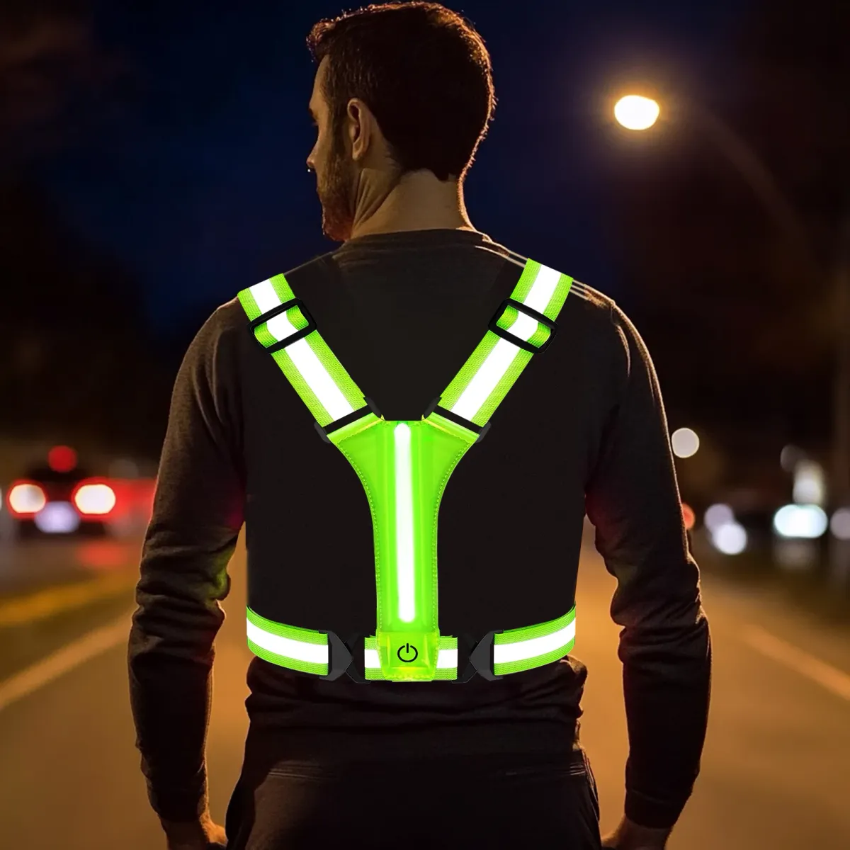 LED Reflective Safety Vest for Outdoor Night Walking, Running, Cycling - Rechargeable, Waterproof, Adjustable Straps for High Visibility (800ft Reflective, 1000ft LED) showcase 17