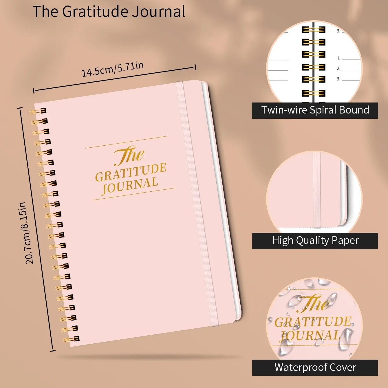 A5 Gratitude Journal: Daily Guided Notebook with Prompts for Thankfulness & Reflections, Spiral Bound Hardcover for Mindfulness & Positive Mindset thumbnail 2