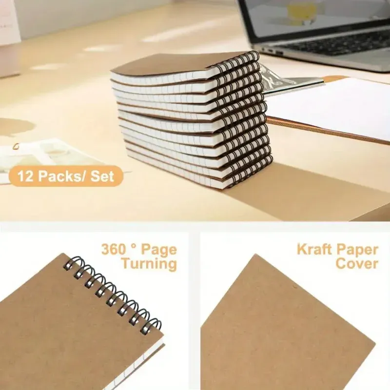 Spiral-Bound Mini Notebooks with Lined Paper - 6/12 Pack Office Style Memos for Home, University, School Use thumbnail 4