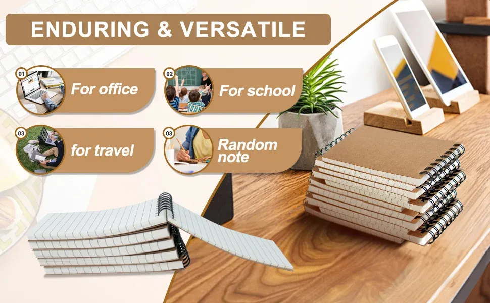 Spiral-Bound Mini Notebooks with Lined Paper - 6/12 Pack Office Style Memos for Home, University, School Use showcase 2