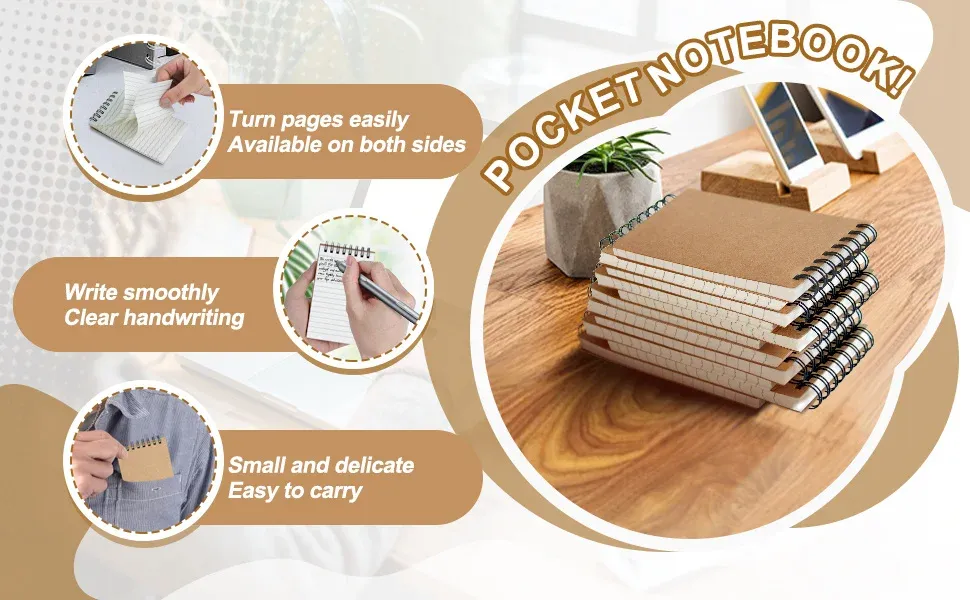 Spiral-Bound Mini Notebooks with Lined Paper - 6/12 Pack Office Style Memos for Home, University, School Use showcase 1