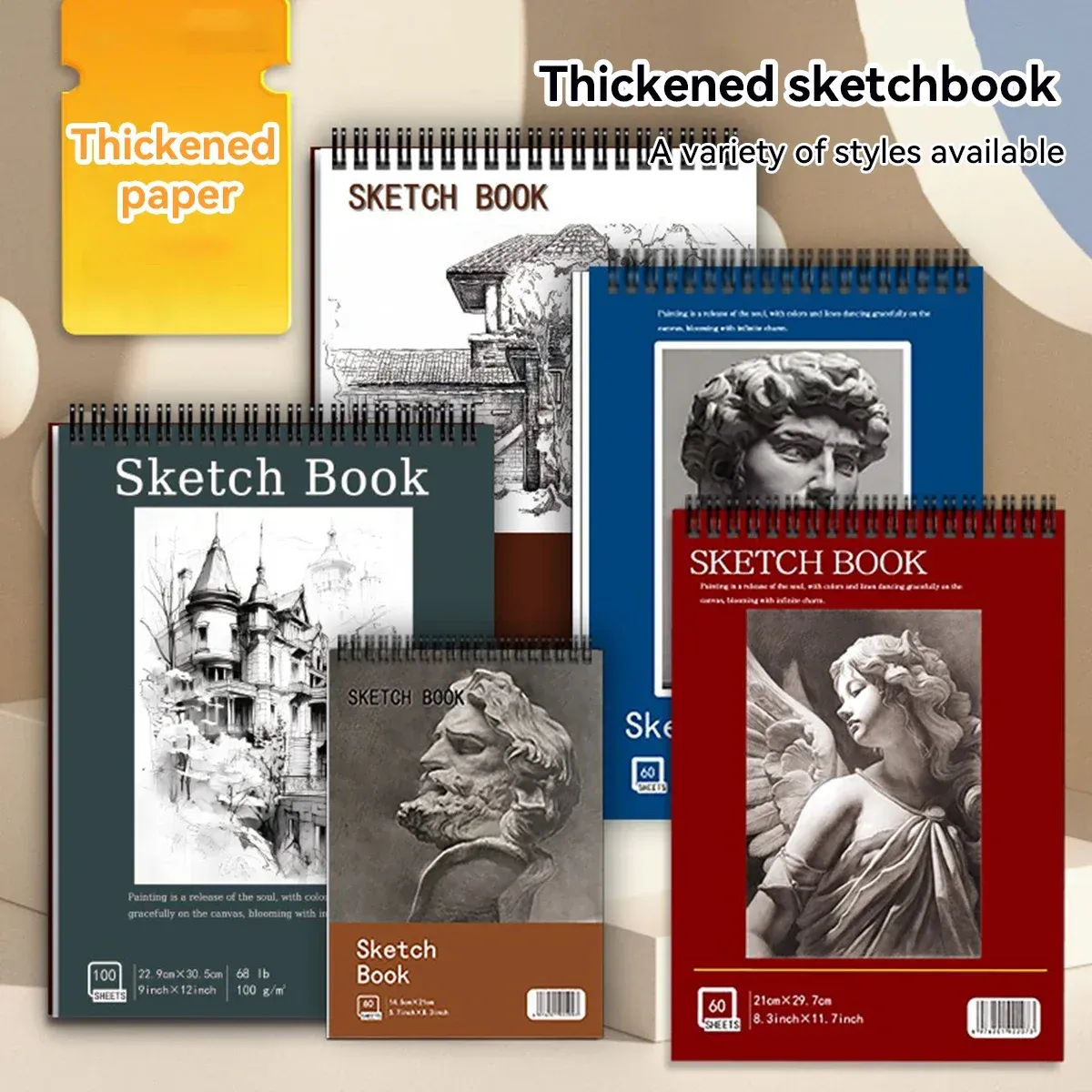A3/A4/A5 Spiral Bound Artist Sketchbook with Acid-Free Paper, Professional Drawing Pad for Art Students, Ideal for Sketching and Notebook Stationery thumbnail 2