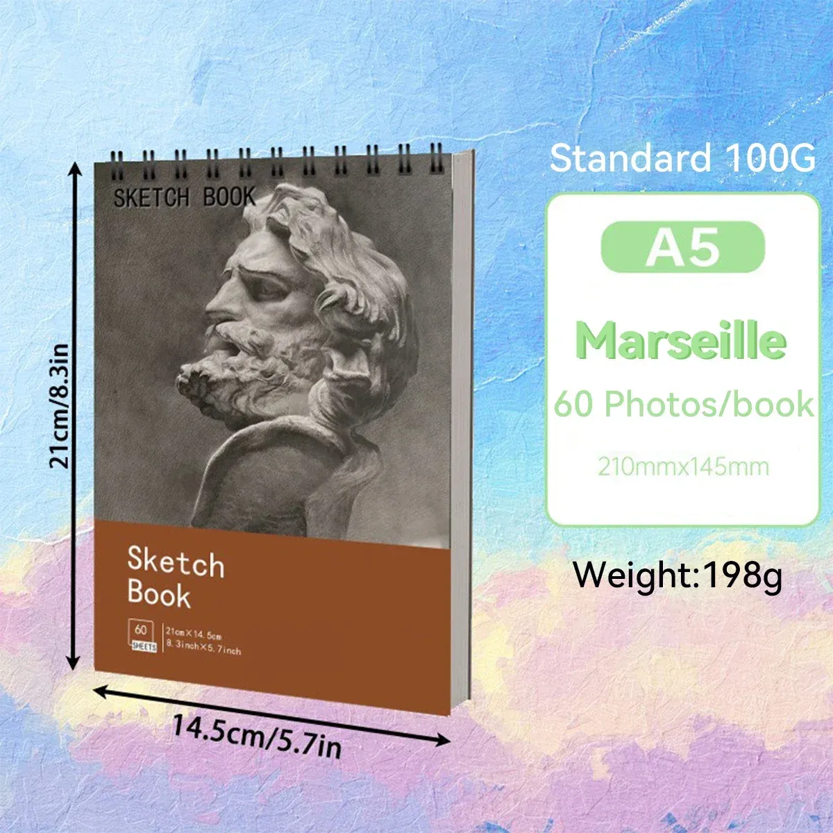 A3/A4/A5 Spiral Bound Artist Sketchbook with Acid-Free Paper, Professional Drawing Pad for Art Students, Ideal for Sketching and Notebook Stationery thumbnail 6