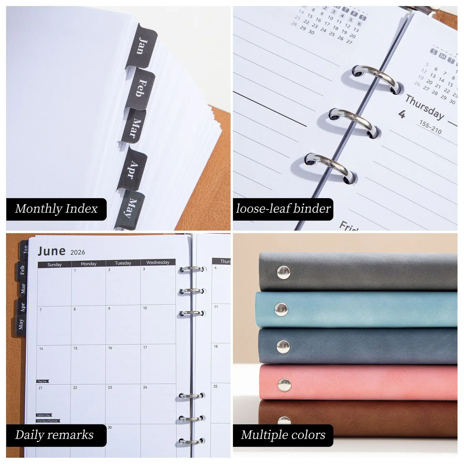 2026 Spiral Bound A5 Notebooks for Students and Business - Multifunctional Diary and Memo Pad for Loose-leaf Writing thumbnail 5