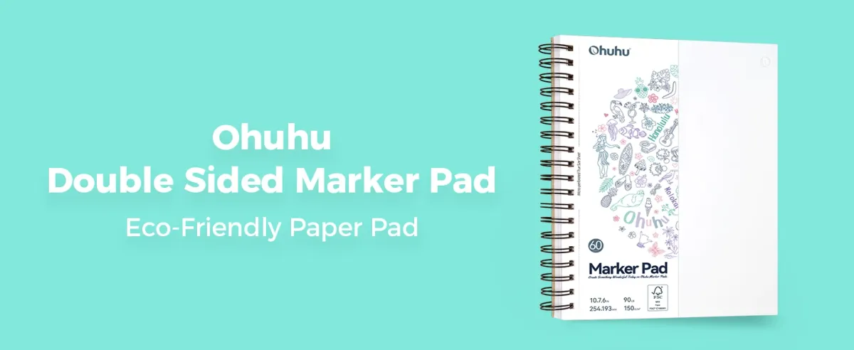 Ohuhu Double-Sided Bleedproof Marker Pad Sketchbook, 150GSM Spiral Bound Art Drawing Notebook for Alcohol Markers, 120 Pages, DIY Cover, Portable for Artists & Students showcase 1