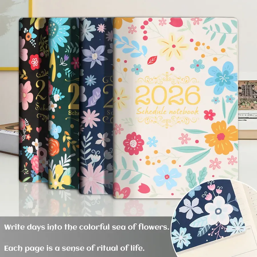 2026 Tree Pattern Spiral Bound Weekly Planner Notebook Schedule Organizer Stationery for Office School Study Plan Book showcase 2