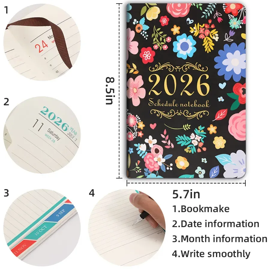 2026 Tree Pattern Spiral Bound Weekly Planner Notebook Schedule Organizer Stationery for Office School Study Plan Book showcase 4