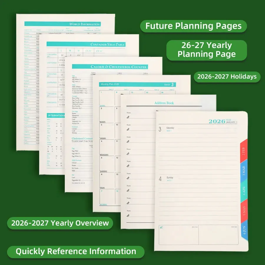 2026 Tree Pattern Spiral Bound Weekly Planner Notebook Schedule Organizer Stationery for Office School Study Plan Book showcase 3