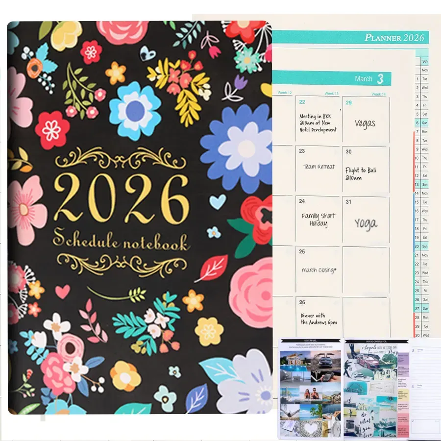 2026 Tree Pattern Spiral Bound Weekly Planner Notebook Schedule Organizer Stationery for Office School Study Plan Book showcase 11