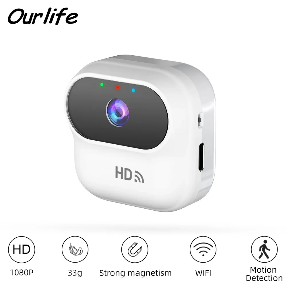 Ourlife HD Mini WiFi Security Camera with Motion Tracking - Smart Home Monitor, Camcorder for Real-Time Remote Viewing on iOS/Android