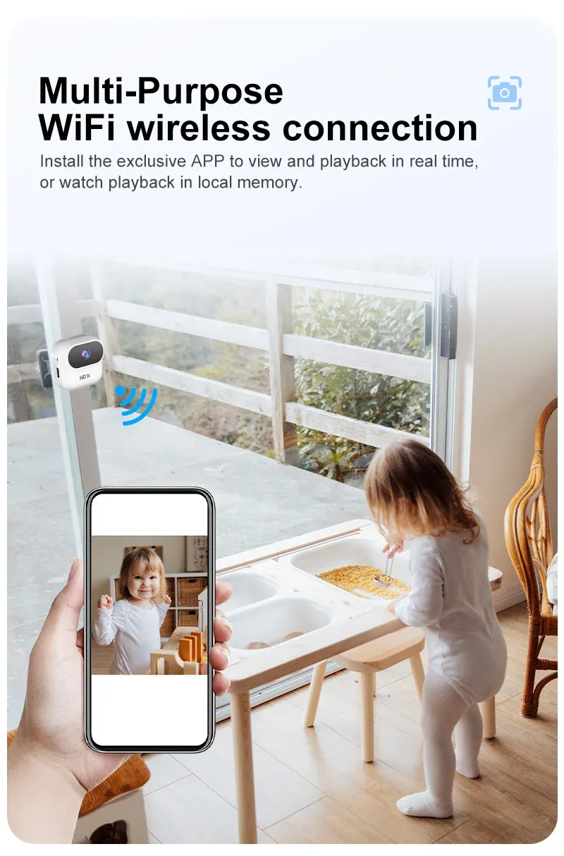 Ourlife HD Mini WiFi Security Camera with Motion Tracking - Smart Home Monitor, Camcorder for Real-Time Remote Viewing on iOS/Android showcase 7