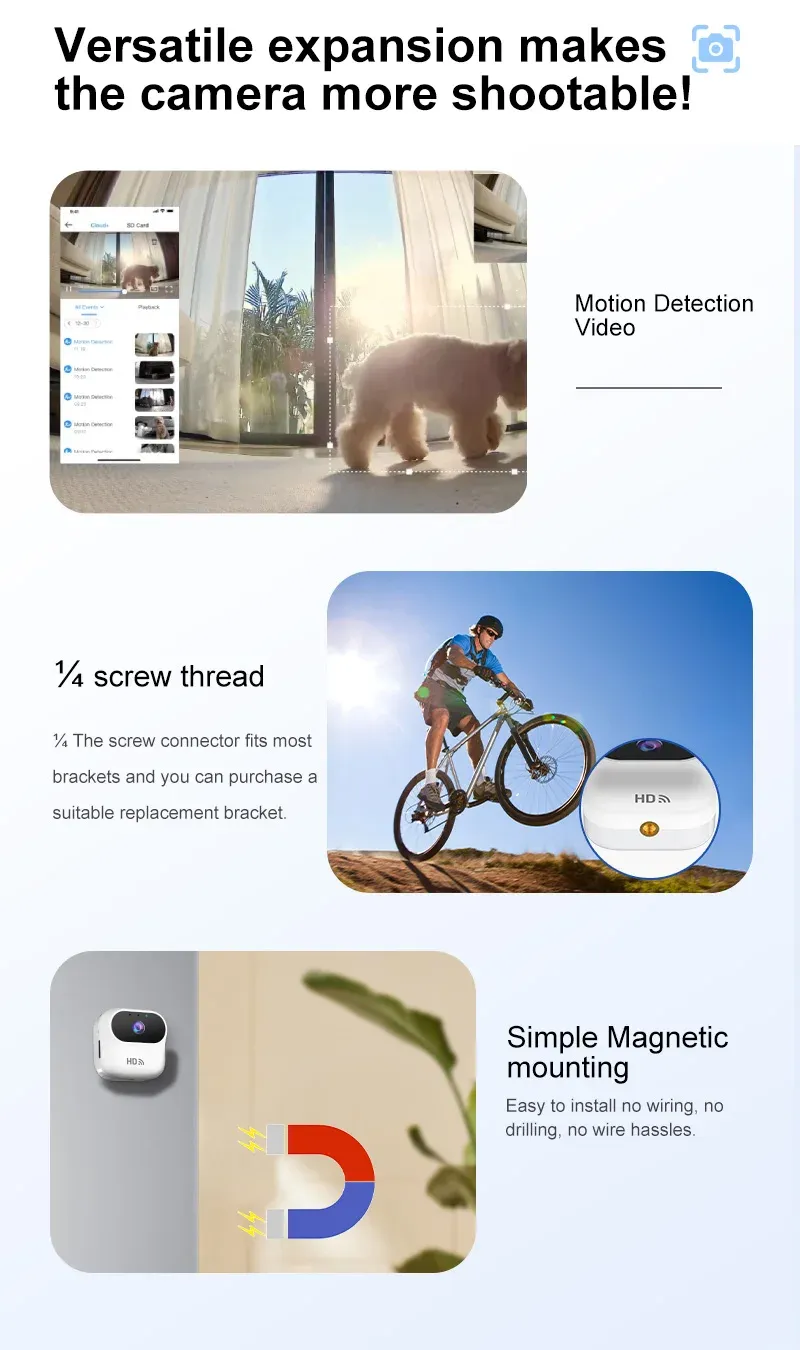 Ourlife HD Mini WiFi Security Camera with Motion Tracking - Smart Home Monitor, Camcorder for Real-Time Remote Viewing on iOS/Android showcase 8