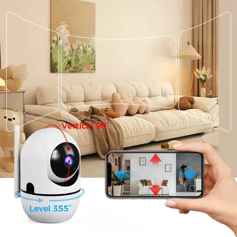 2K 3MP Smart Home Security Camera with PTZ, AI Motion Detection, Auto Tracking, Night Vision, Two-Way Audio, and 128GB TF Card Support - Ideal for Home Surveillance and Baby Monitoring thumbnail 2