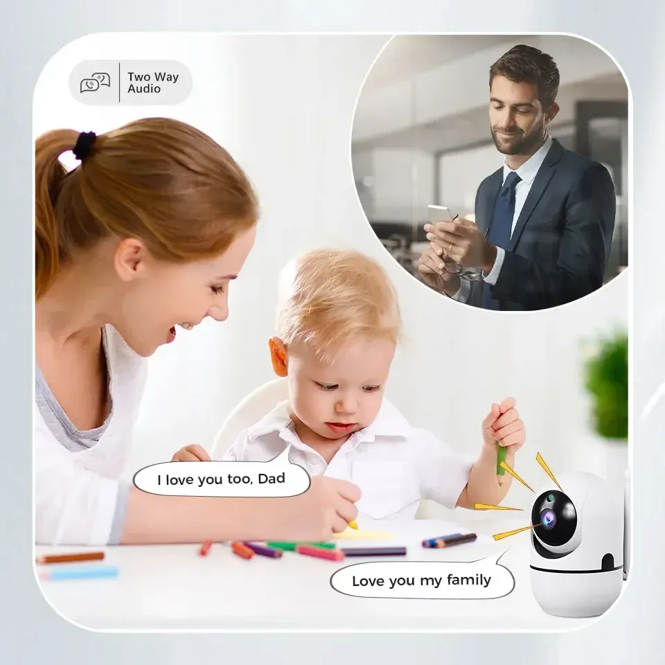2K 3MP Smart Home Security Camera with PTZ, AI Motion Detection, Auto Tracking, Night Vision, Two-Way Audio, and 128GB TF Card Support - Ideal for Home Surveillance and Baby Monitoring showcase 3