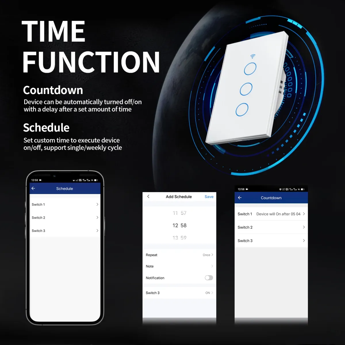 Tuya Smart Wall Light Switch - US WiFi/Zigbee 1-4 Gang Touch Panel with LED Indicator, Compatible with Alexa & Google Home for Smart Home Automation showcase 5
