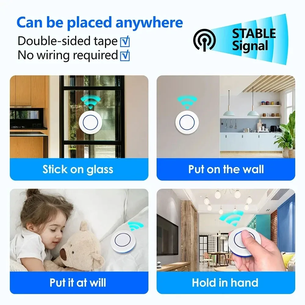 RF 433MHz Wireless Light Switch Kit with Mini Round Button Wall Panel Remote Control and 10A Relay Receiver for AC 110V-240V Lamps thumbnail 6