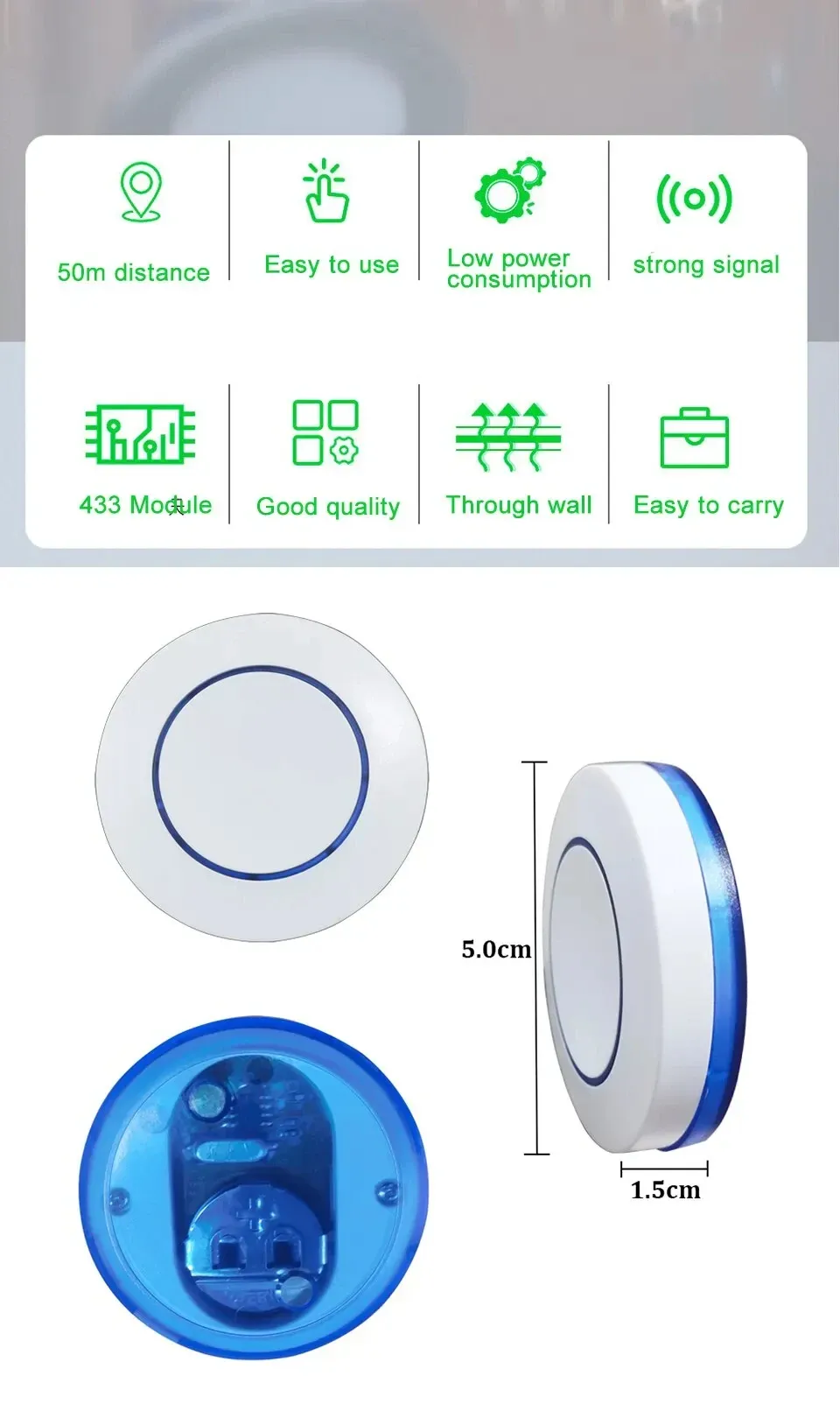 RF 433MHz Wireless Relay Receiver Switch Kit with Mini Round Wall Panel Remote Control for LED Lamps, 10A High Power, 220V/110V Input, 50m Range, Easy Installation showcase 7