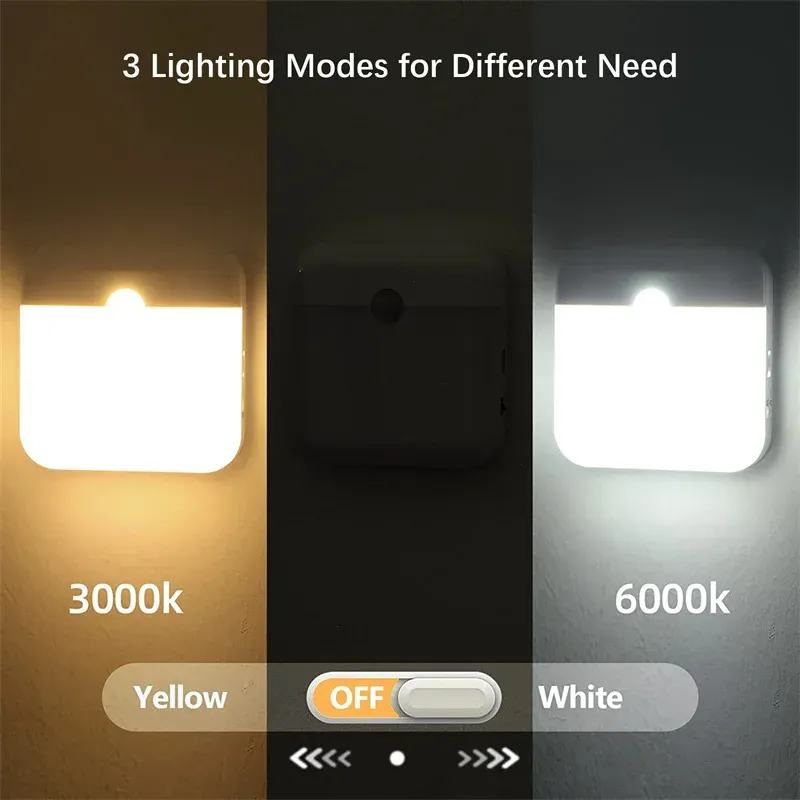 Rechargeable Motion Sensor LED Night Light, Wireless Cabinet Light with Type-C USB, Stick-On Wall Lamp for Stairs, Closet, Kitchen, Bedroom, Garage thumbnail 4