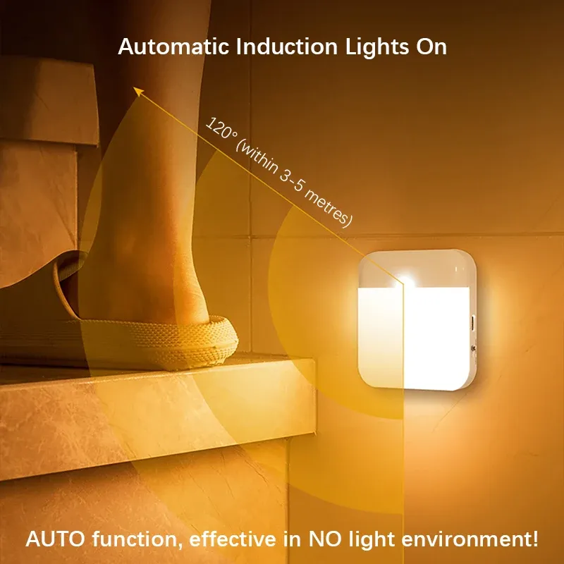 Rechargeable Motion Sensor LED Night Light, Wireless Cabinet Light with Type-C USB, Stick-On Wall Lamp for Stairs, Closet, Kitchen, Bedroom, Garage thumbnail 3