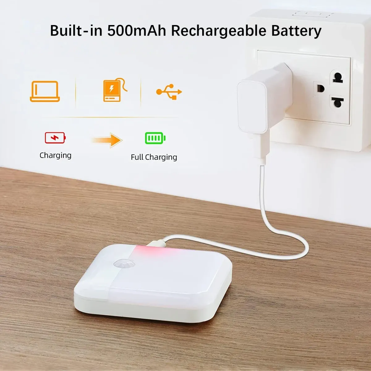 Rechargeable Motion Sensor LED Night Light, Wireless Cabinet Light with Type-C USB, Stick-On Wall Lamp for Stairs, Closet, Kitchen, Bedroom, Garage showcase 5