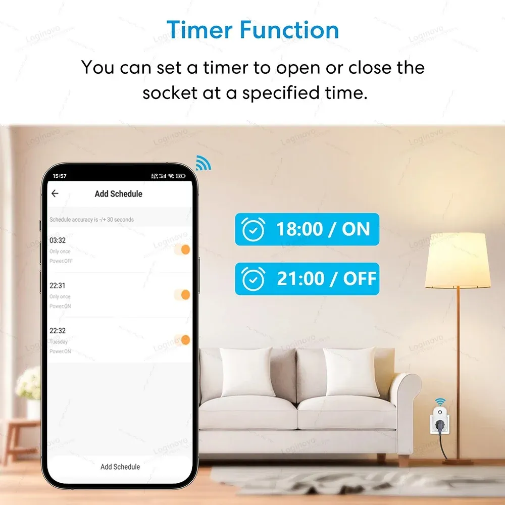 Tuya Smart WiFi Socket Israel Plug 16A with Power Monitor & Light Switch - Remote Control via Smart Life App, Alexa, Google Assistant Compatible showcase 6