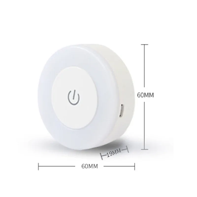 USB Rechargeable LED Touch Sensor Night Light, Magnetic Portable Round Lamp for Bedroom, Aisle, Wardrobe, Kids Room - Adjustable Brightness showcase 4