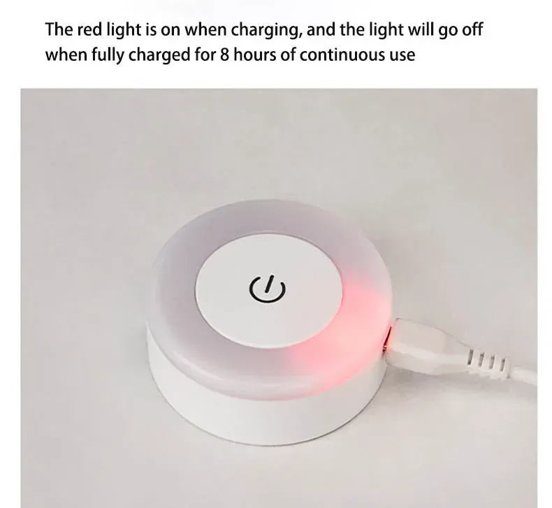 USB Rechargeable LED Touch Sensor Night Light, Magnetic Portable Round Lamp for Bedroom, Aisle, Wardrobe, Kids Room - Adjustable Brightness showcase 11