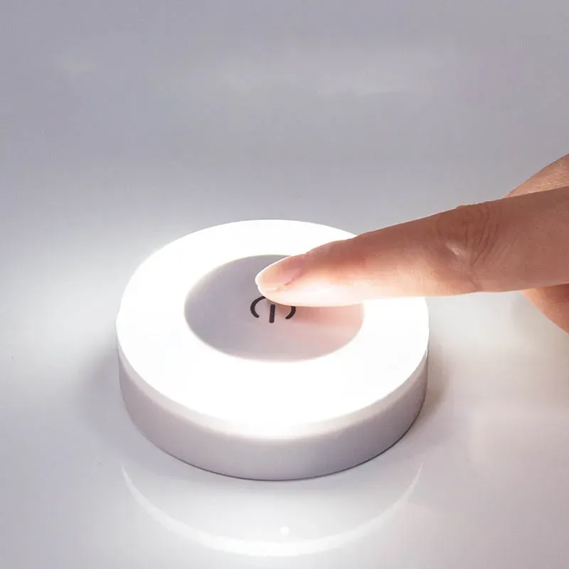 USB Rechargeable LED Touch Sensor Night Light, Magnetic Portable Round Lamp for Bedroom, Aisle, Wardrobe, Kids Room - Adjustable Brightness showcase 12
