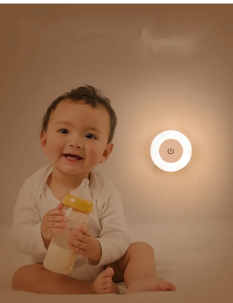 USB Rechargeable LED Touch Sensor Night Light, Magnetic Portable Round Lamp for Bedroom, Aisle, Wardrobe, Kids Room - Adjustable Brightness showcase 8