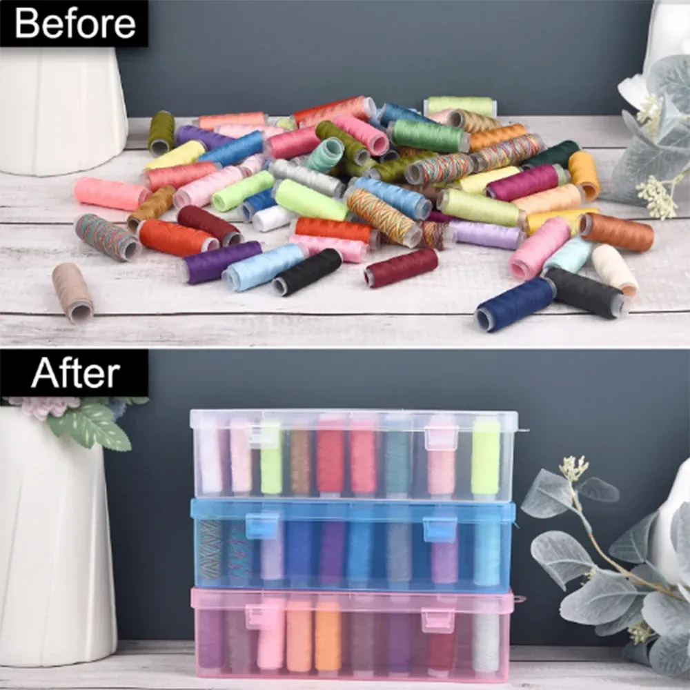 42-Piece Sewing Thread Spool Box Organizer with Carrying Case - Craft Bobbin Holder for Sewing Supplies, Durable Plastic Container for 24 Spools showcase 4