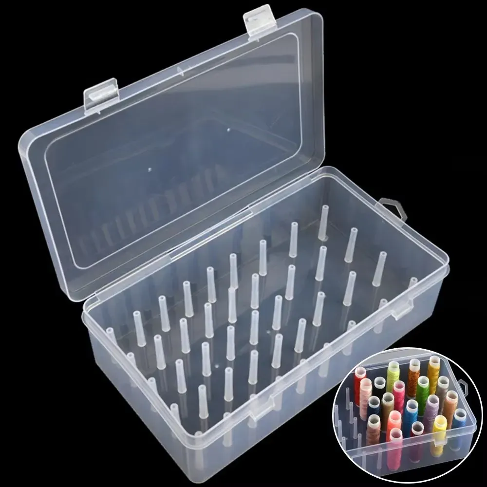 42-Piece Sewing Thread Spool Box Organizer with Carrying Case - Craft Bobbin Holder for Sewing Supplies, Durable Plastic Container for 24 Spools thumbnail 2