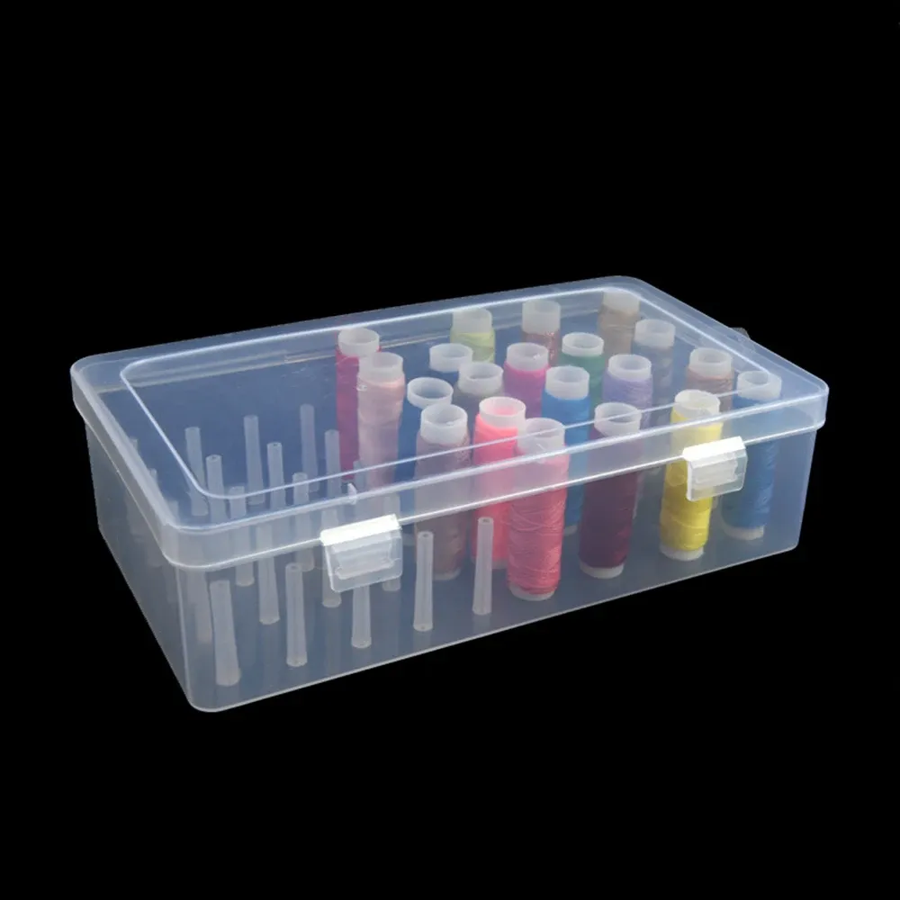 42-Piece Sewing Thread Spool Organizer Box with Bobbin Holder Case - Portable Craft Crafting Storage Container for Sewing Supplies showcase 3