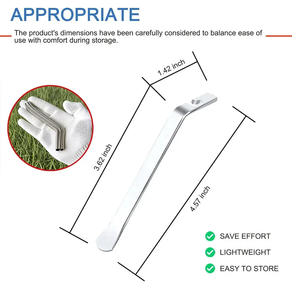 Premium Stainless Steel Bicycle Tire Levers Set - Durable Metal Tool for Easy Bike Tube Repair, 3/5 Pcs, 4.57 Inch thumbnail 2