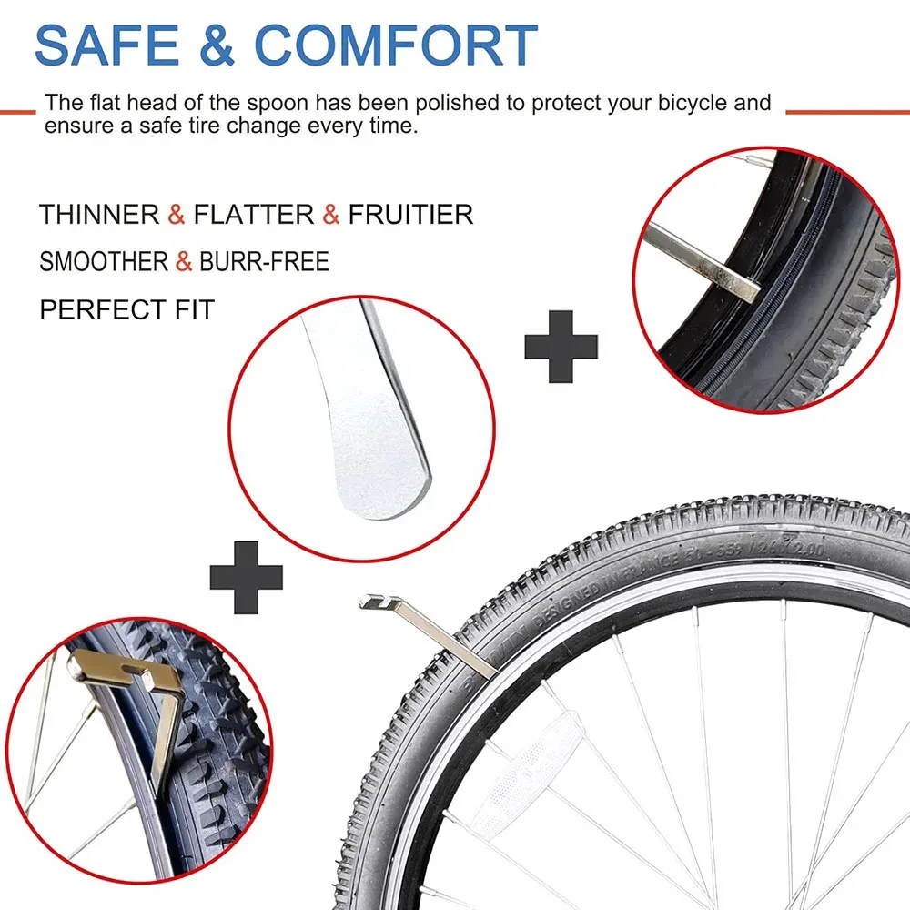 Premium Stainless Steel Bicycle Tire Levers Set - Durable Metal Tool for Easy Bike Tube Repair, 3/5 Pcs, 4.57 Inch thumbnail 3