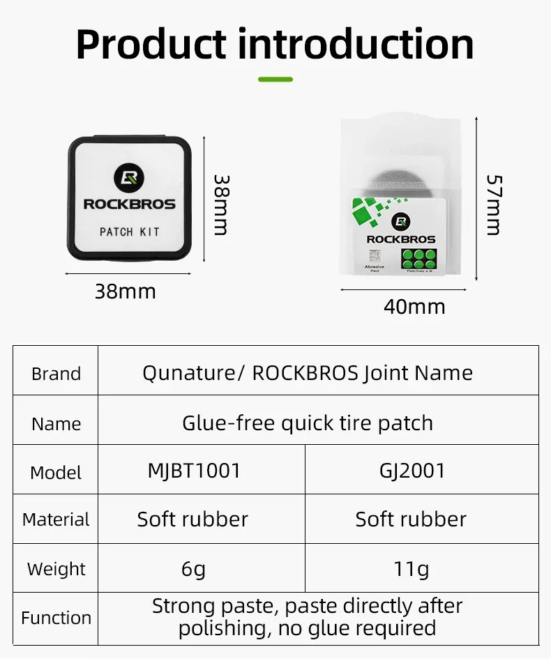 ROCKBROS Bicycle Tire Repair Kit - Glue-Free Patch Tool for Mountain & Road Bikes, Inner Tube Puncture Fix, Portable Outdoor Cycling Accessory showcase 3