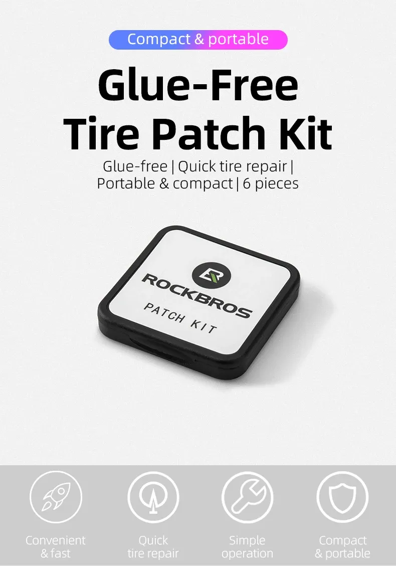 ROCKBROS Bicycle Tire Repair Kit - Glue-Free Patch Tool for Mountain & Road Bikes, Inner Tube Puncture Fix, Portable Outdoor Cycling Accessory showcase 1