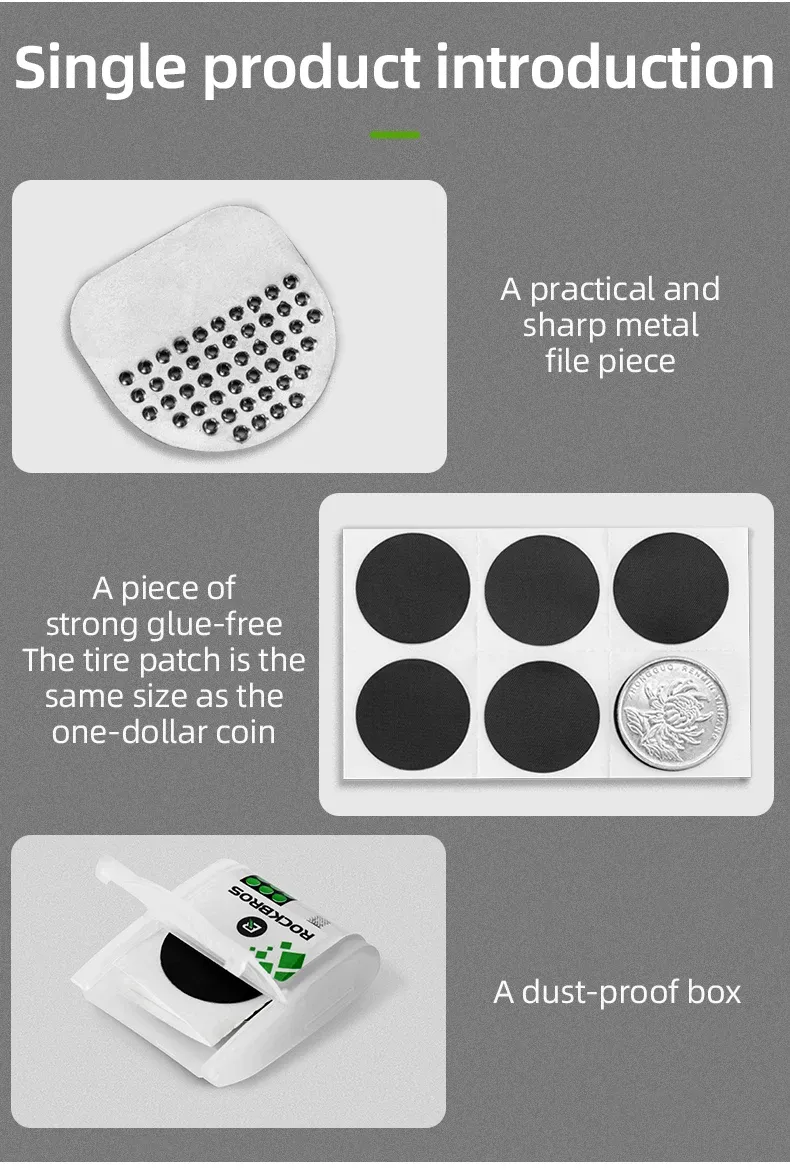 ROCKBROS Bicycle Tire Repair Kit - Glue-Free Patch Tool for Mountain & Road Bikes, Inner Tube Puncture Fix, Portable Outdoor Cycling Accessory showcase 6